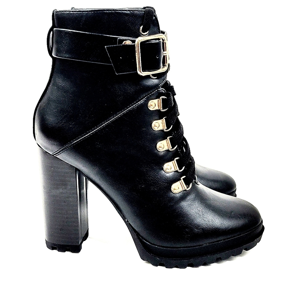 NEW Shoedazzle Women  Fall Black Round Toe Ankle Boots Size 6.5 US